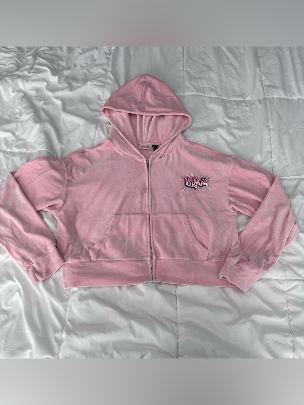 Bratz Pink Zip-Up Hoodie with Embroidered Logo
